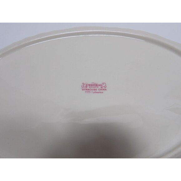 Syracuse Carvel Oval Serving Platter Federal Shape Blue Gold Trim Vintage - Picture 10 of 10